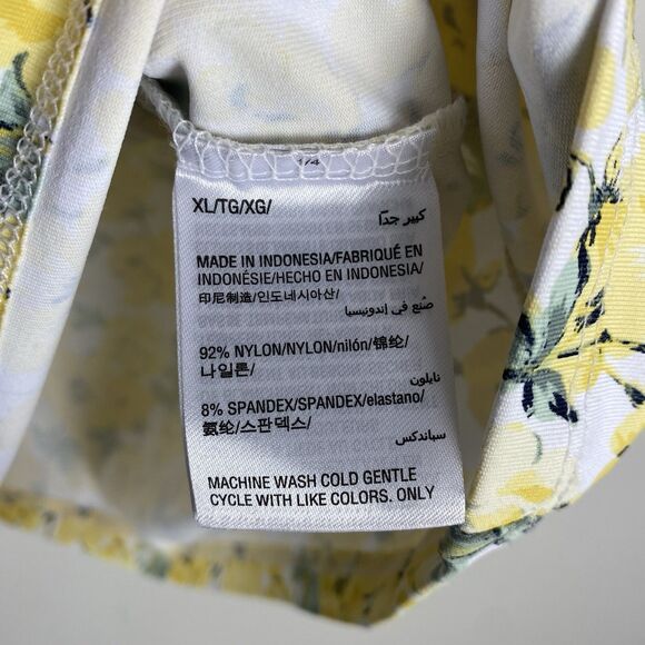 Charter Club Top XL Butter Yellow Floral  Stretch Modest Church Work Blouse - Picture 9 of 11